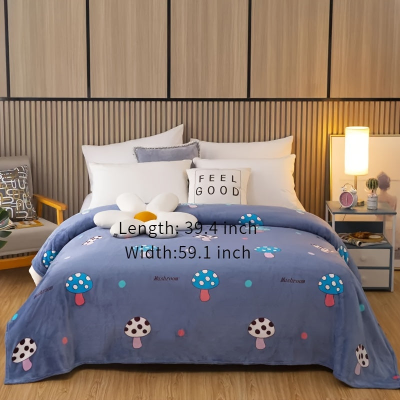 Голубое и белое полосатое одеяло из кораллового флиса с оленями, мягкое и уютное плюшевое для детей и взрослых