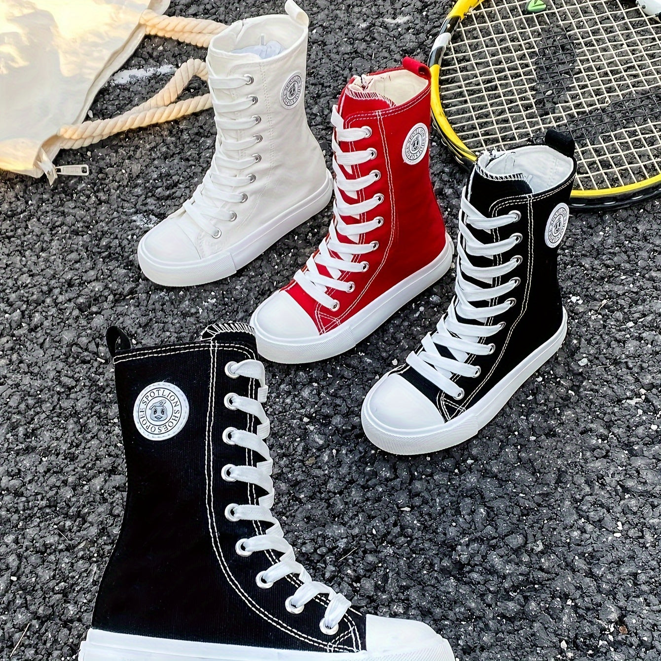 Kids' High-Top Canvas Sneakers for Boys and Girls Breathable Soft Sole Vintage Lace-Up