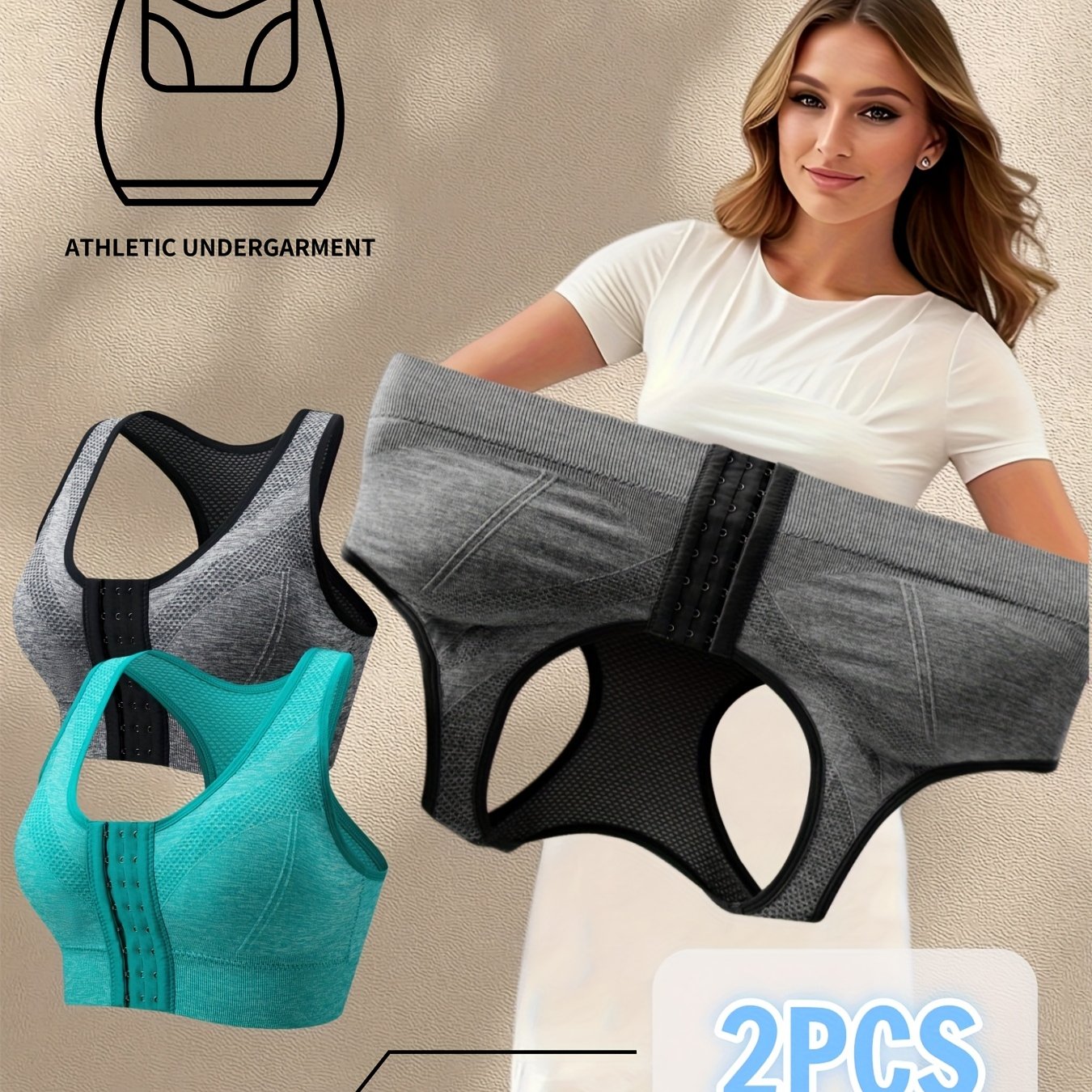 Plus o'lcham nafas oladigan, shovqinsiz sport bra uchun yoga va mashqlar