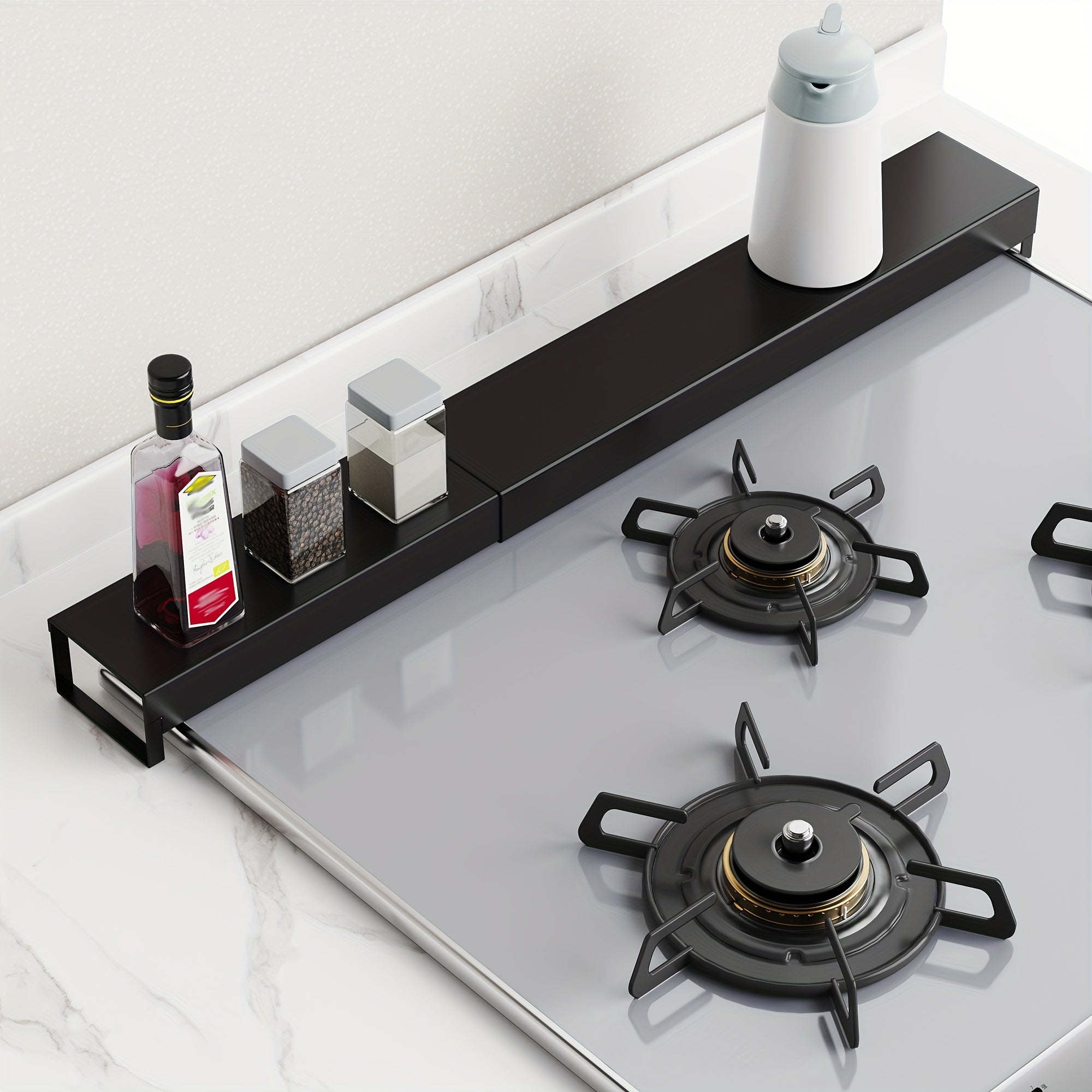 Stainless Steel Gas Stove Backsplash Guard Adjustable Oil-Resistant Shelf