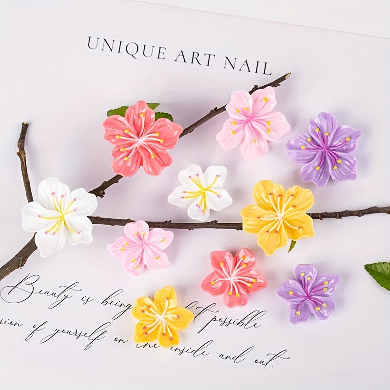 Set of 10 Vibrant Cherry Blossom Magnetic Stickers for Fridge and Whiteboard Decor