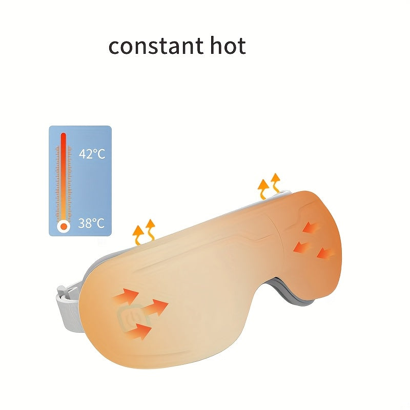 USB zaryadlash bilan qayta zaryadlanuvchi ko'z massajchisi, 1200mAh litiy batareyasi, boshni tinchlantiruvchi ko'z niqobi, zamonaviy dizayn, mukammal bayram sovg'asi.