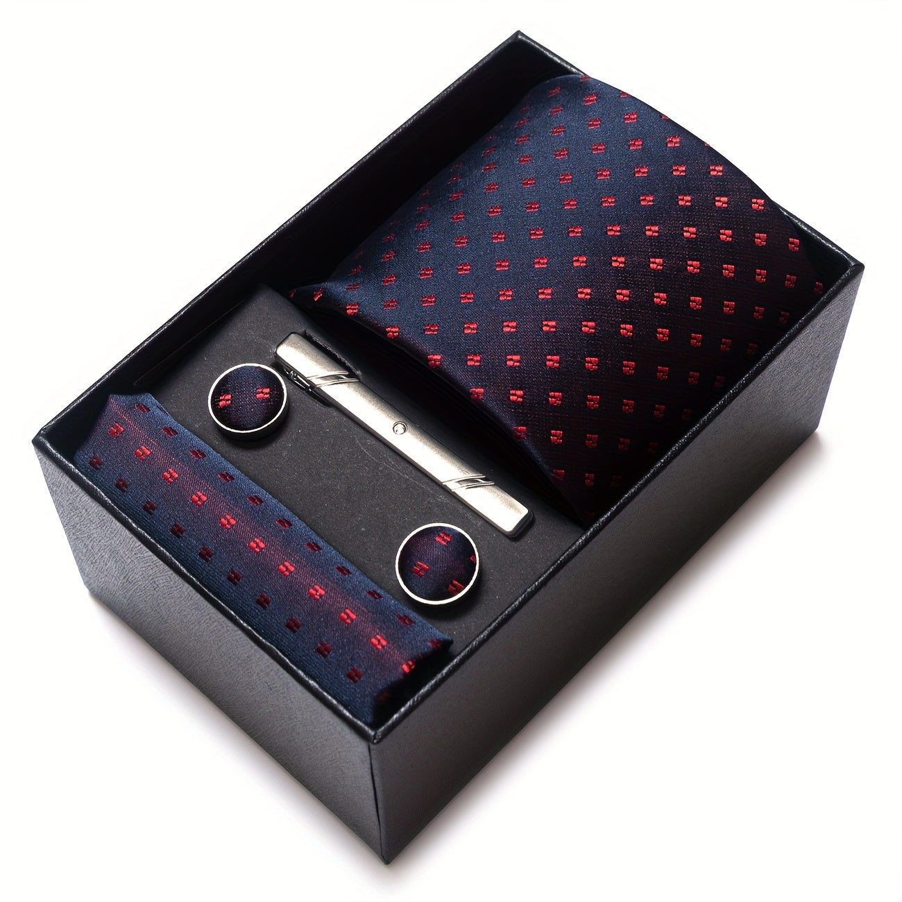 Men's Gift Set Tie Pocket Square Cufflinks Tie Clip Holiday Wedding