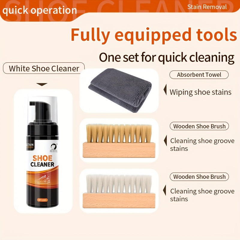 4pcs Sneaker Cleaning Kit Foam Cleaner for White Shoes Stains Dirt