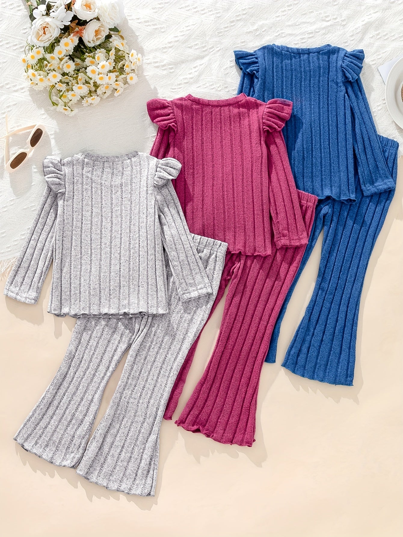 Детский комплект из трех наборов с длинными рукавами и колоколами, стильный и модный, с ушками из дерева для весны и осени