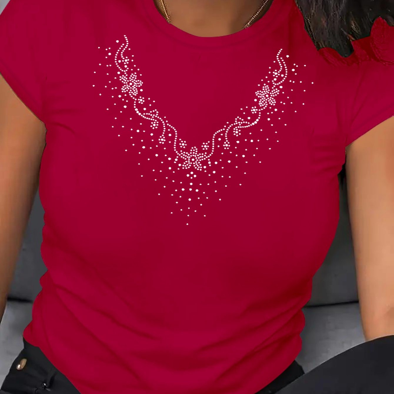 Women's Plus Size Casual T-Shirt Polyester Round Neck Short Sleeve Breathable