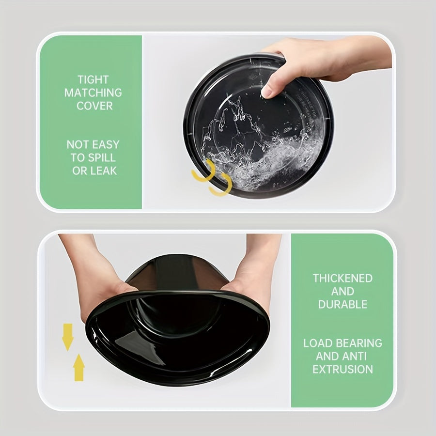 30-50 Black Plastic Food Storage Bowls with Lids, Leakproof, Microwave Safe