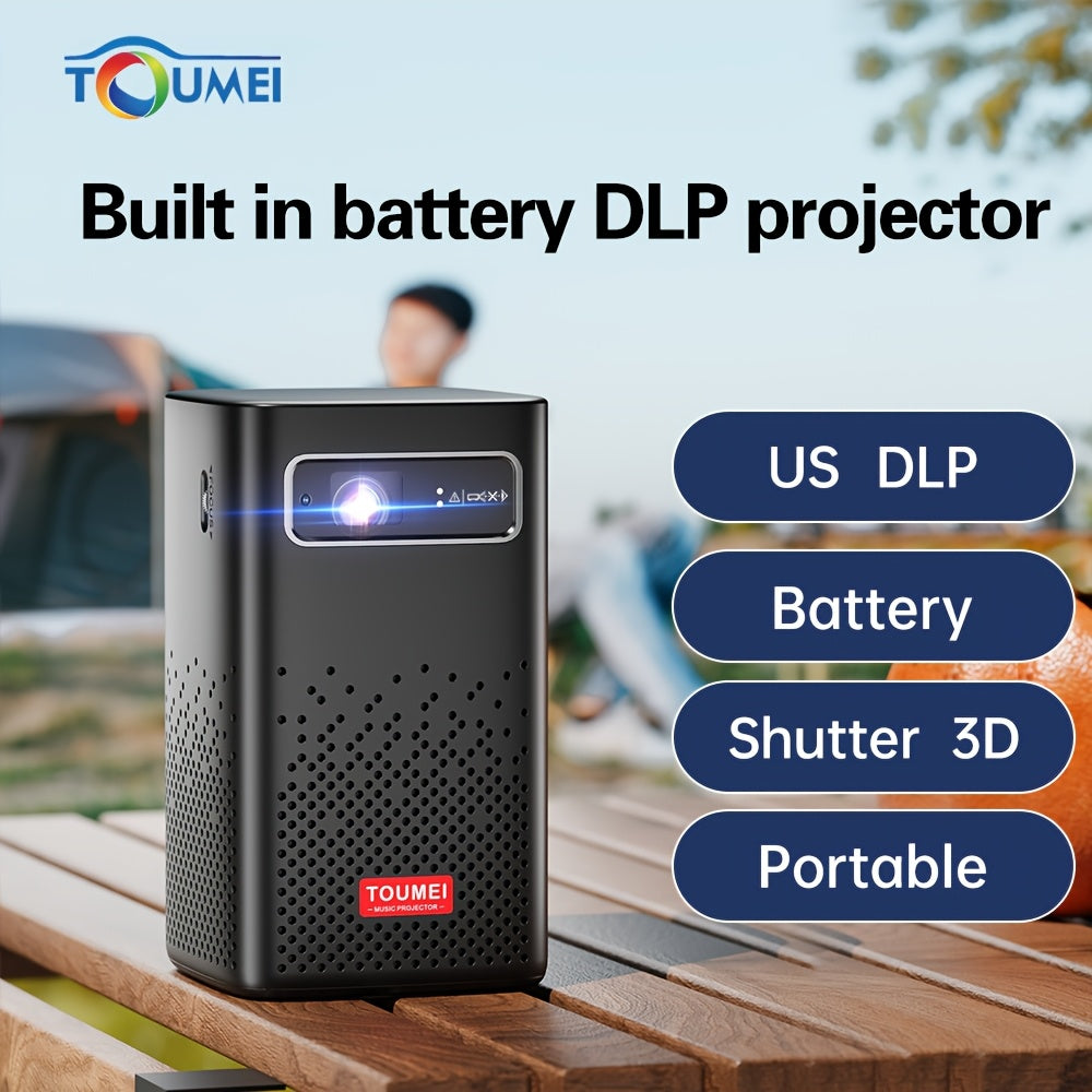 Kichkina portativ proyektor, ichki batareyali, simsiz, HD 1024x576, qora