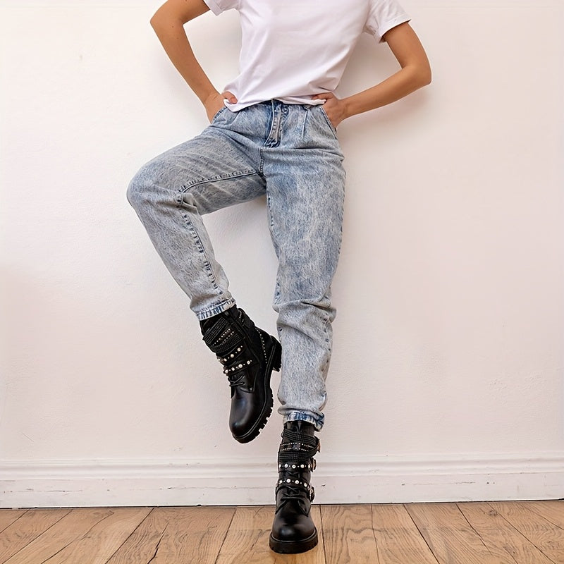 Women's Gothic Punk Motorcycle Boots Faux Leather Chain Zipper Black Chunky Platform