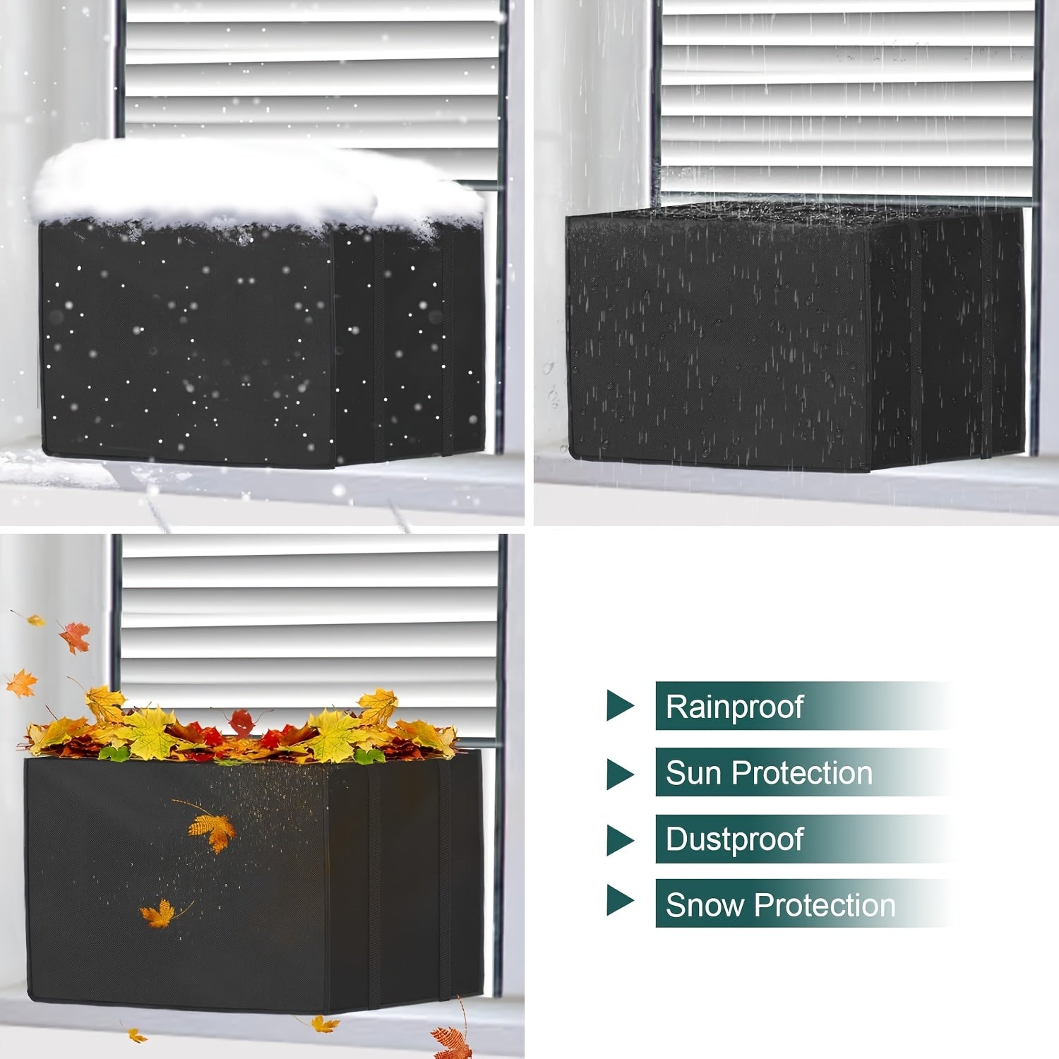 Universal Outdoor Air Conditioner Cover Waterproof UV Dust Wind Resistant Adjustable Straps