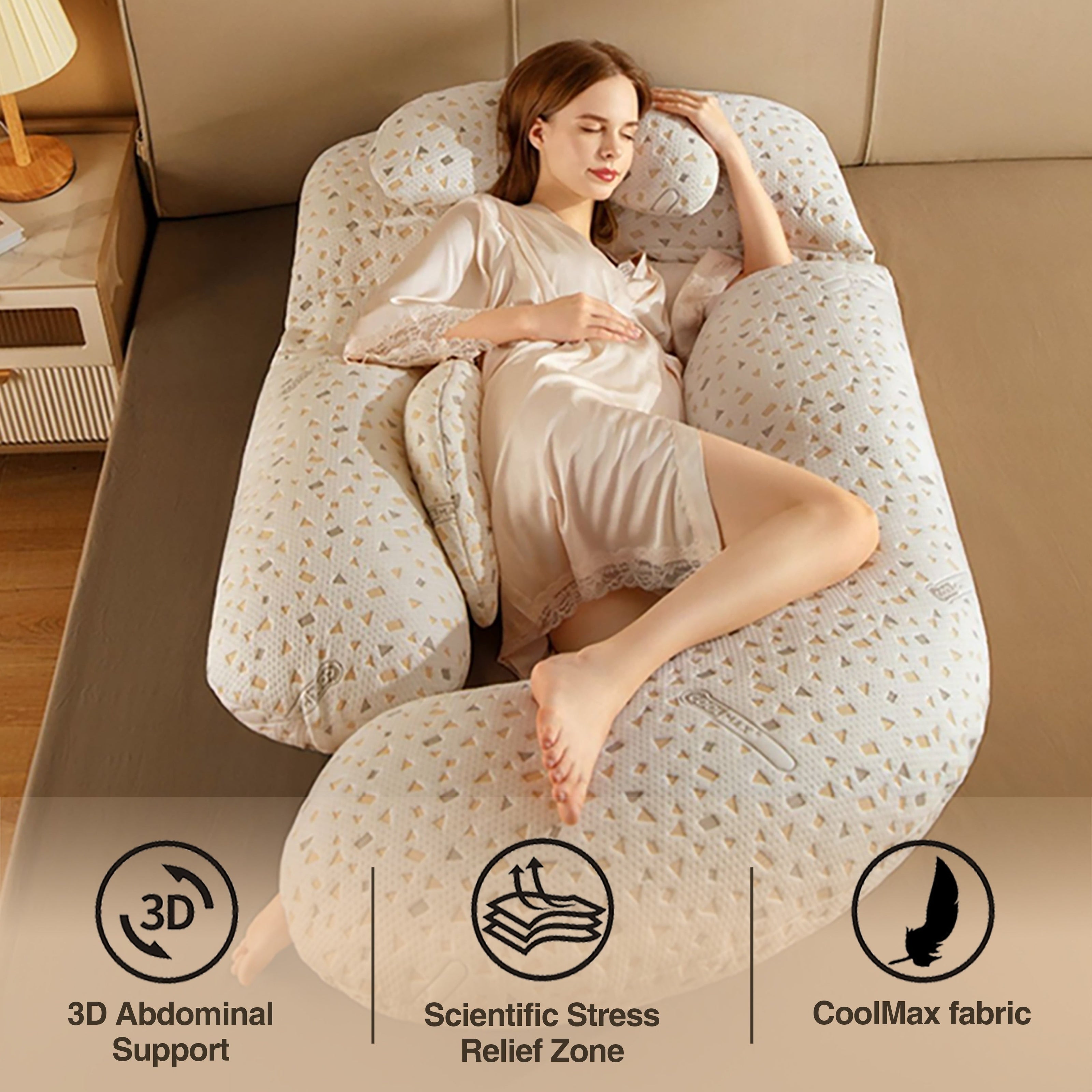 Pregnancy Pillow G-Shaped Side Sleeper Support Belt for Belly and Waist Comfort