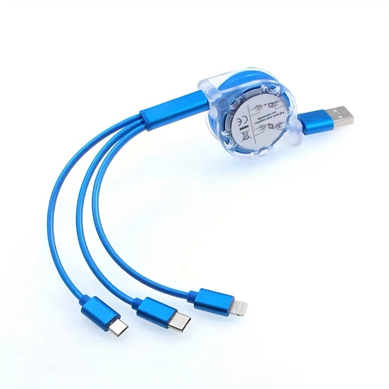 3-в-1 мобильный зарядный кабель, совместимый с устройствами iPhone, TYPE-C и Micro b