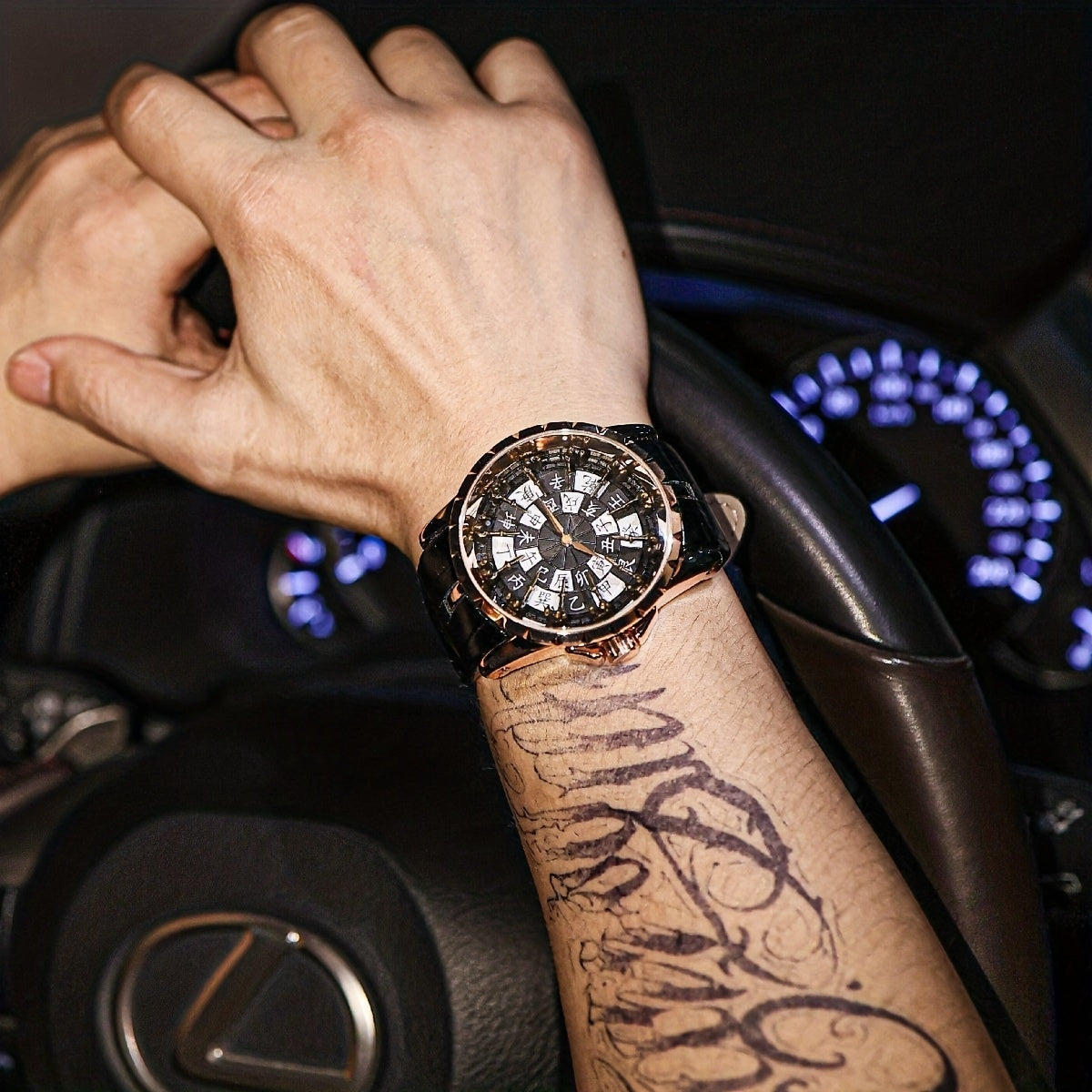 Erkaklar uchun zamonaviy vintage qora sun'iy charm belbog'i, kvarts soat bilan, tasodifiy talabalar uchun ideal.