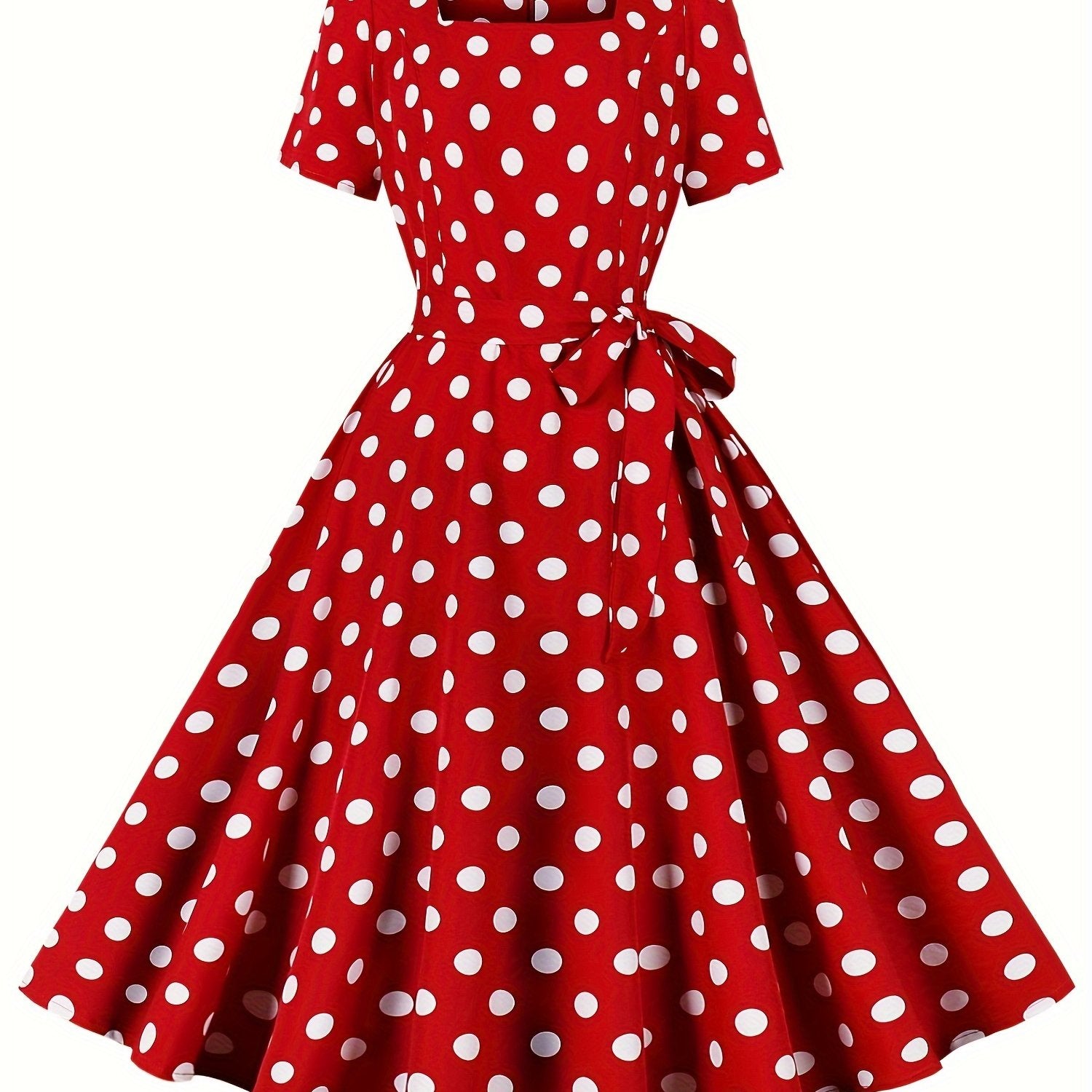 Polka Dot A Line Vintage Kiyim, Qisqa Yengli Ayollar Uchun Bayram Kiyimi