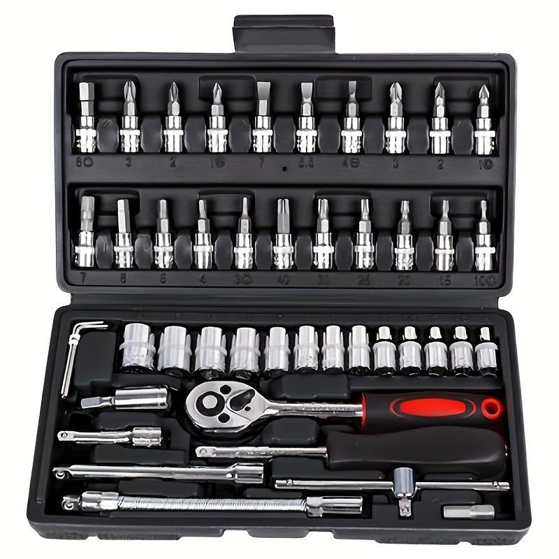 Auto Mechanic Tool Kit Premium Ratchet and Screwdriver Set for Cars Bikes