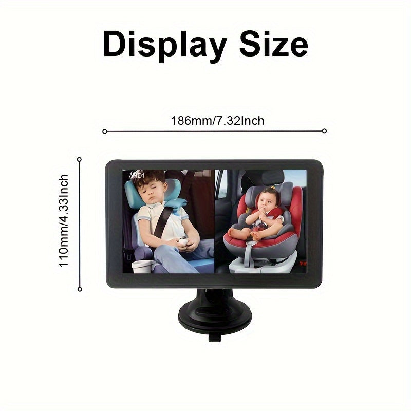 2-Pack Car Cameras for Rear Seat Monitoring 17.78 cm Dual Screen Easy Installation