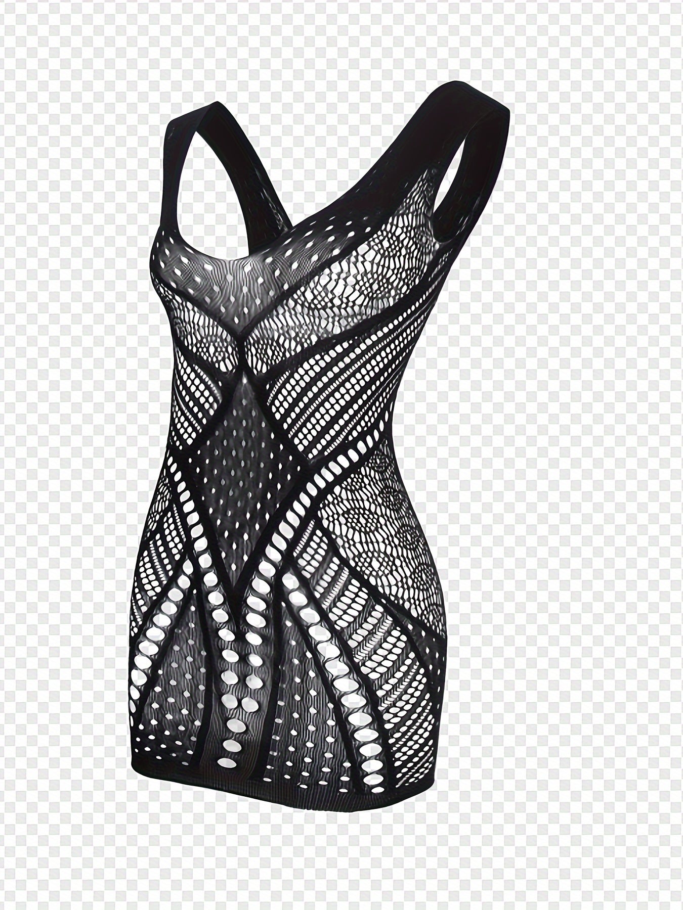 Women's Fishnet Bodycon Lingerie Set with Sheer Backless Babydoll