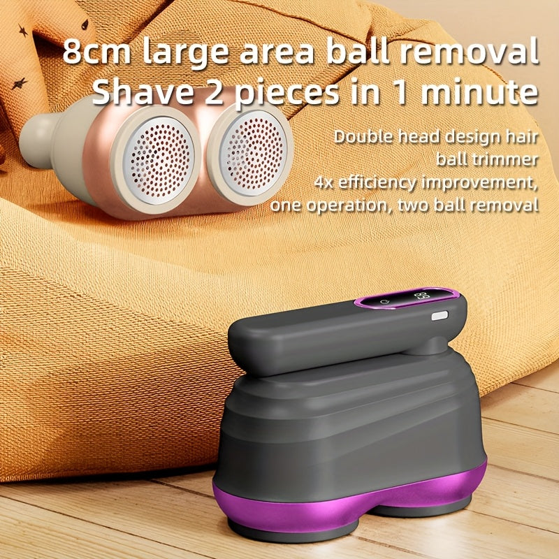 Electric Dual-Head Fabric Shaver with 12 Blades and Digital Display