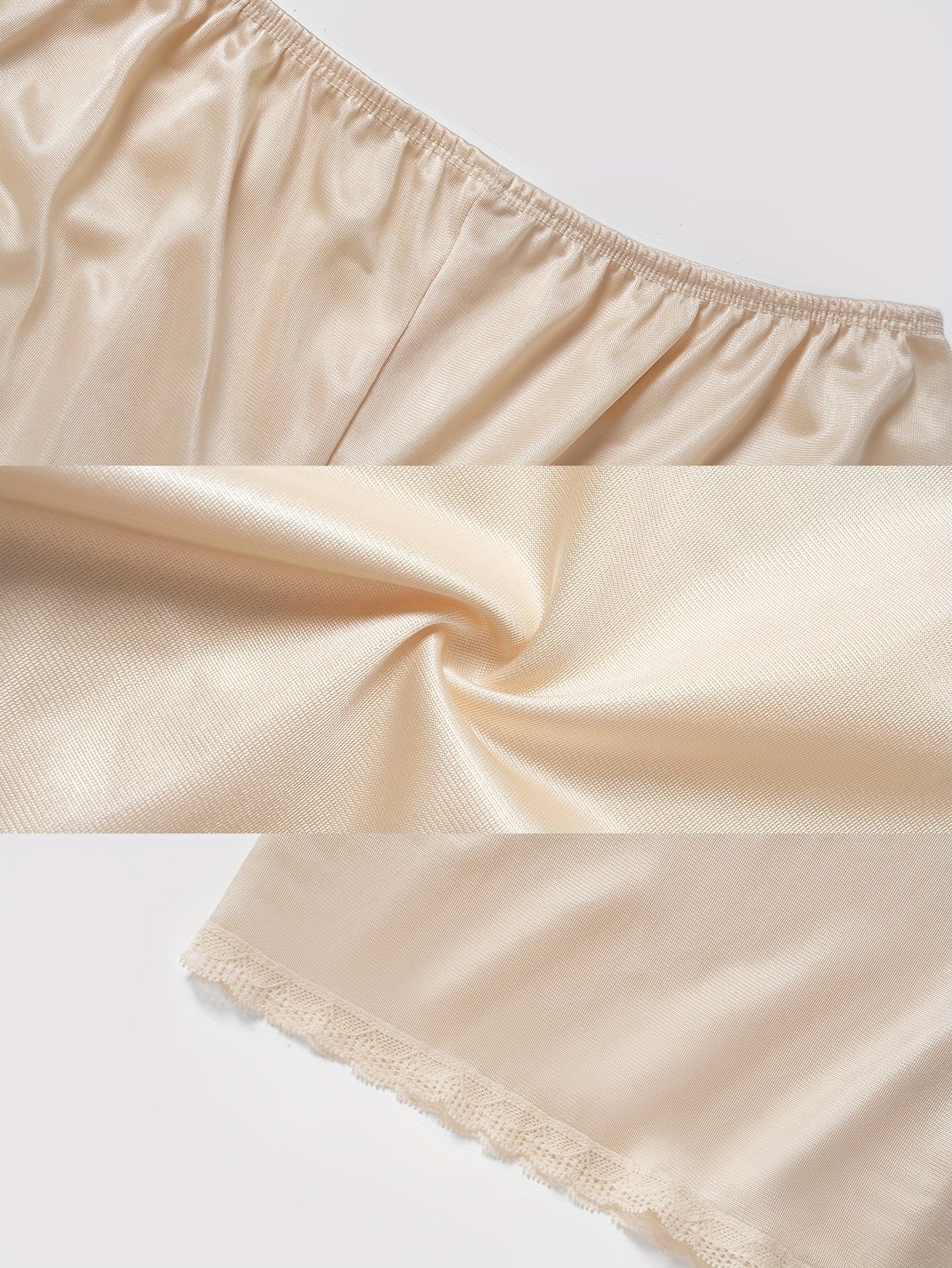 Pantalones de dormir para mujer de poliéster suave, beige, con encaje, talla grande, cómodos