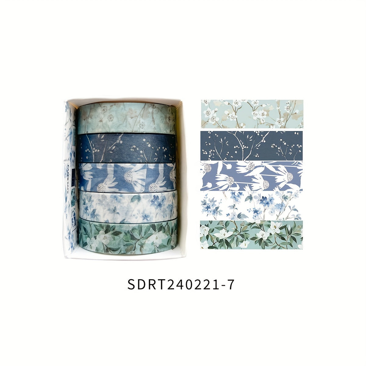 Juego de 5 rollos de cinta washi de la serie de plantas para diarios, manualidades y decoraciones