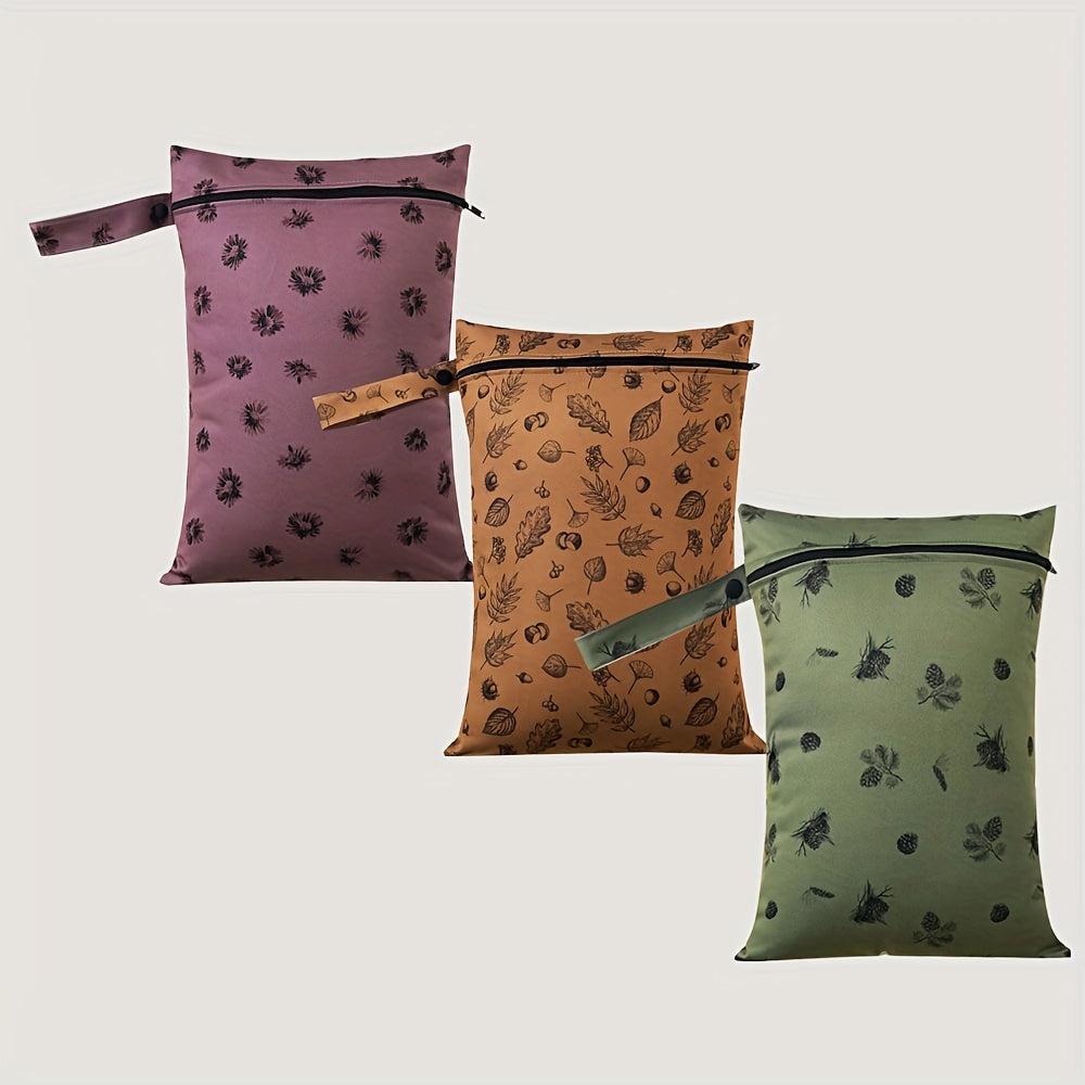 Set of 3 Recycled Waterproof Diaper Bags with Large Capacity for Portable Storage