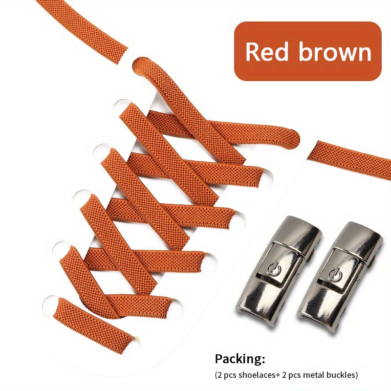 No-Tie Shoelaces with Buckles for Sneakers and Sports Shoes Acetate Pair