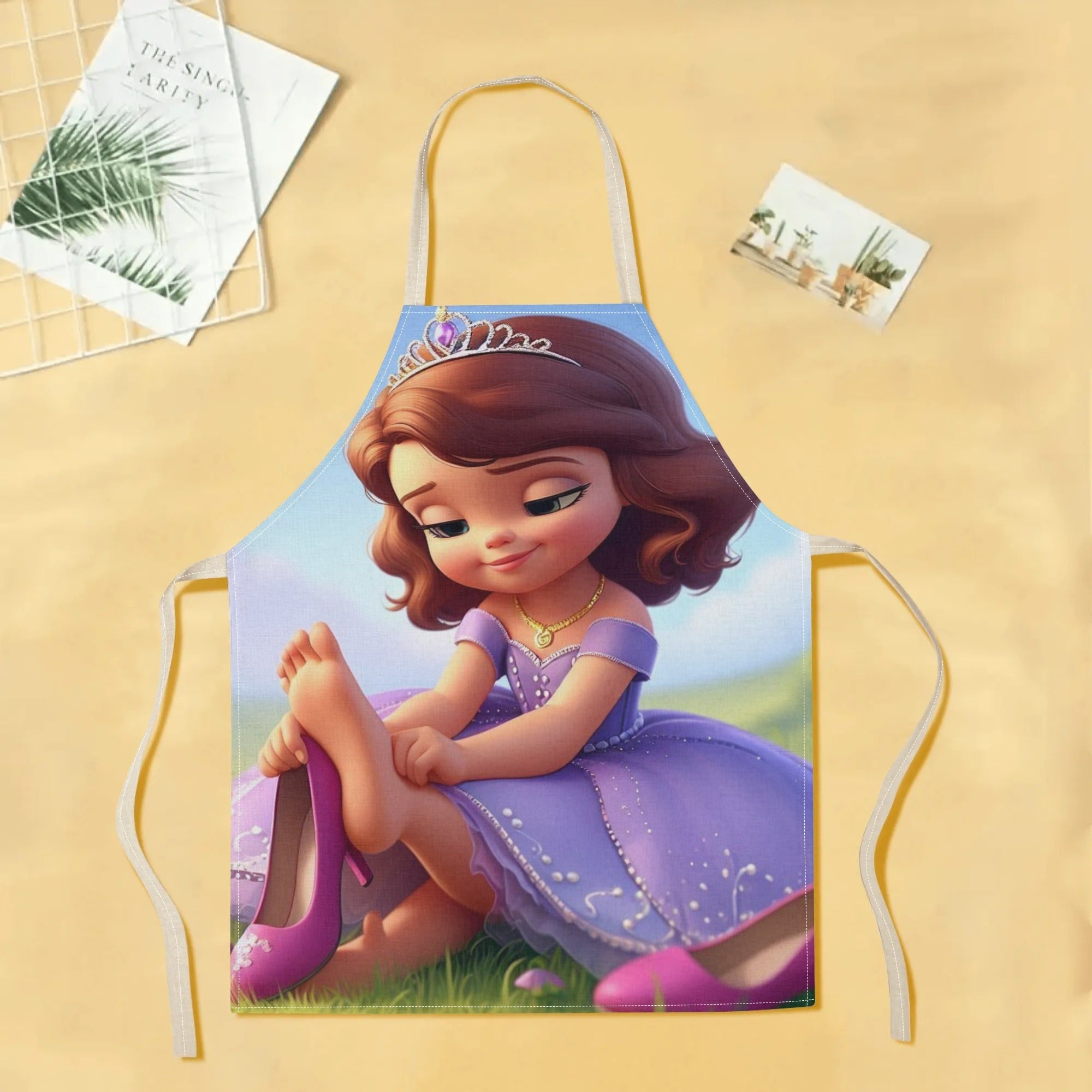Mustahkam Polyester Disney Elsa Suvga chidamli Apron - Yorqin Multfilm Malika Dizayni bilan - Uy, Restoranlar, Kafelar va Boshqalar uchun mukammal - Zamonaviy va Oddiy Gul Nizomi kiritilgan