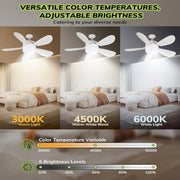 Masofadan boshqariladigan, sozlanadigan yoritish rejimlari va tezliklari bilan oson o'rnatiladigan oq smart fan chiroqlari, turli xonalar uchun ideal.