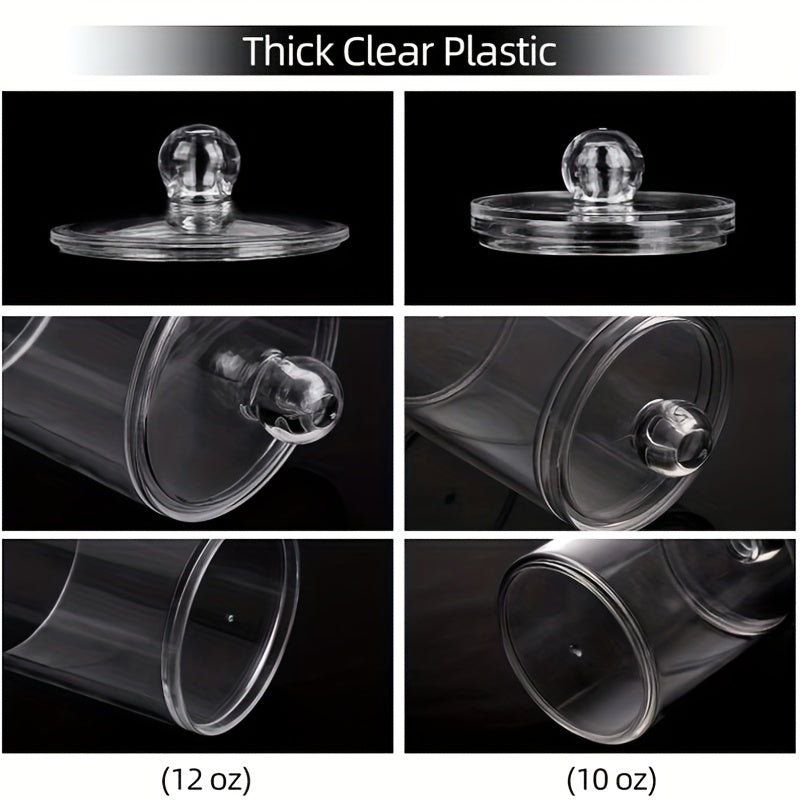 Clear Plastic Storage Jars with Lids for Bathroom Organization Cotton Balls Swabs Pads