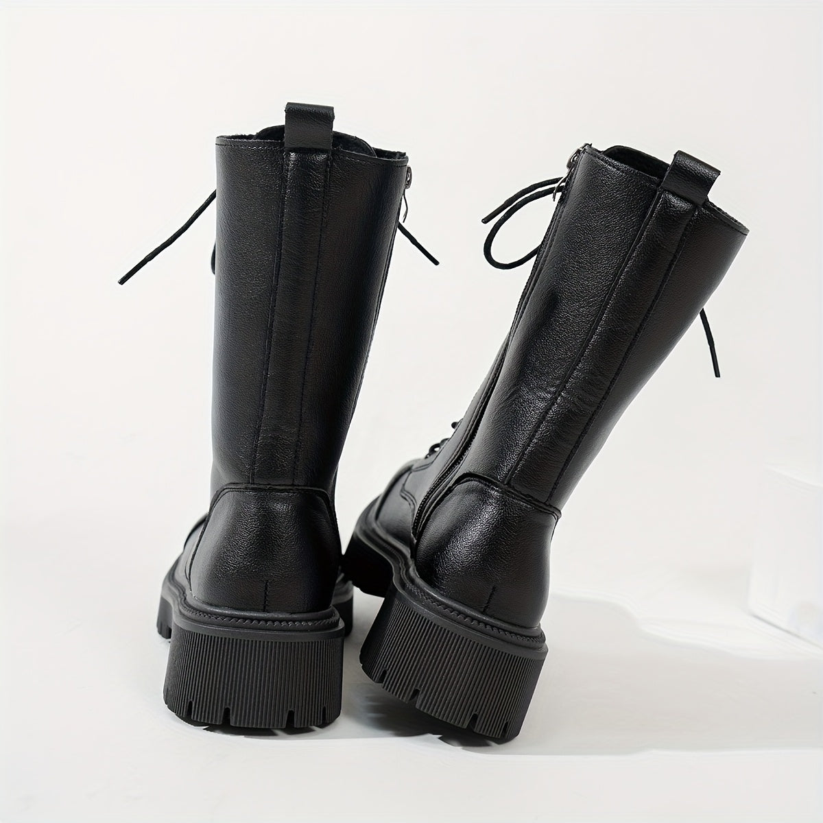 Женские сапоги в стиле вестерн из искусственной кожи до середины икры с молнией и резиновой подошвой