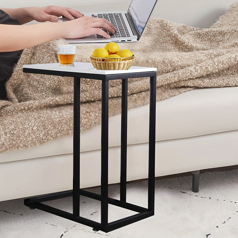 C-Shaped End Table for Couch Bed Large Surface Zinc Steel Eco-Friendly