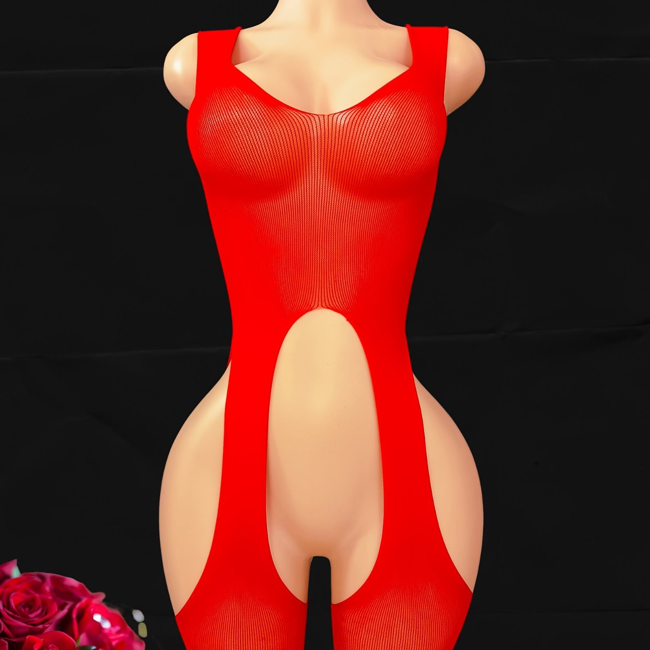 Plus Size Sheer High Stretch Body Stockings with Keyhole Detail