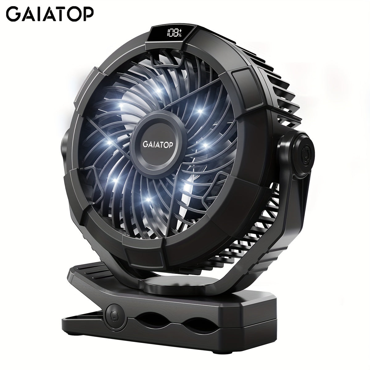 Compact Camping Fan with LED Lantern 4000mAh USB Rechargeable Quiet 360° Rotation