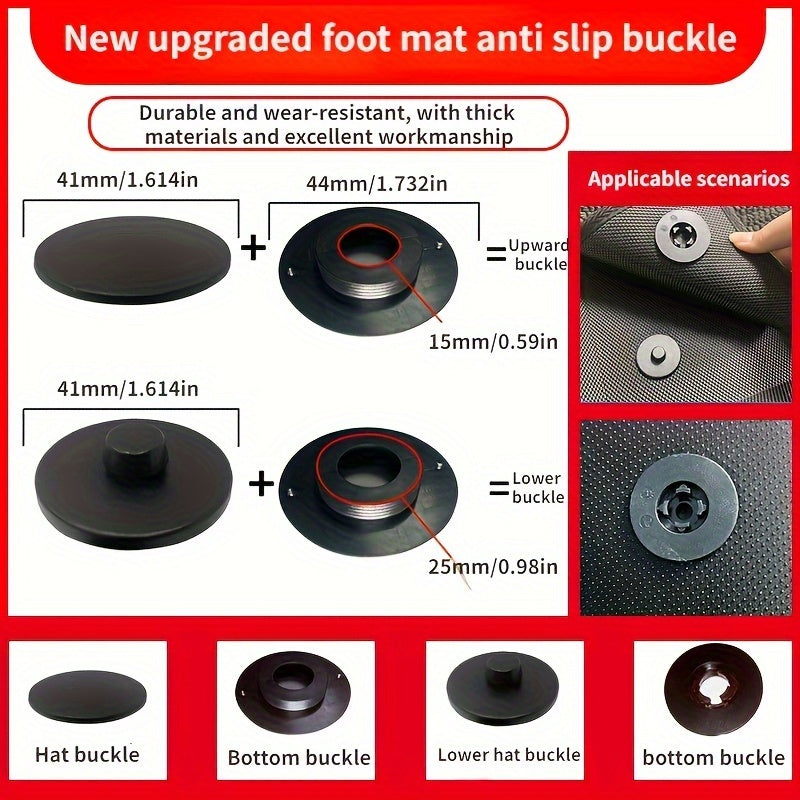Universal Car Mat Fasteners 8 or 16 Pcs ABS Round Shape Secure Fit