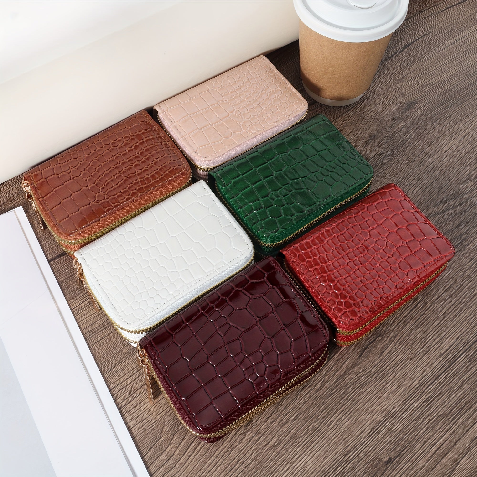 Large Capacity Faux Leather Zipper Wallet for Men and Women