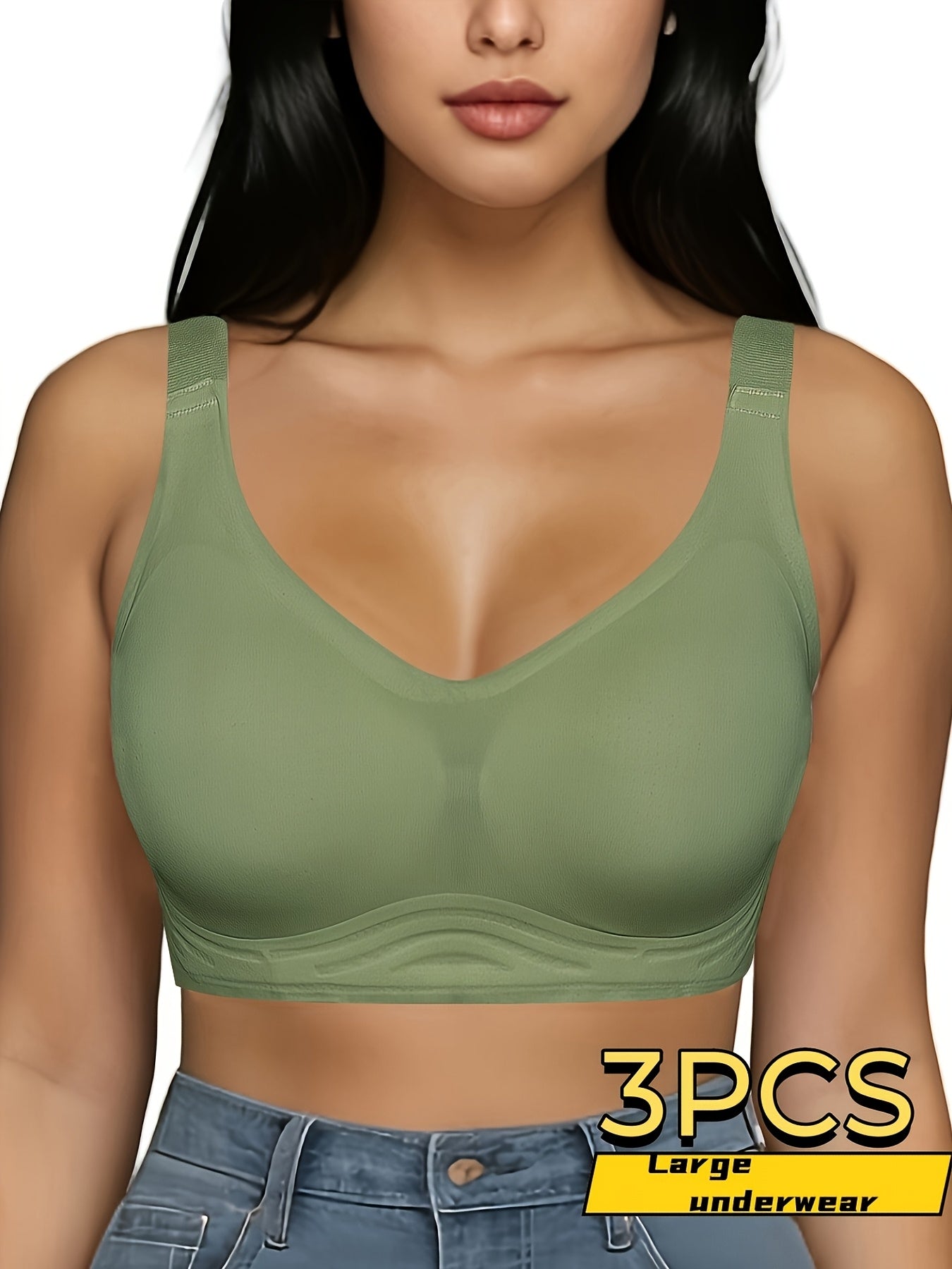 ayollarga mo‘ljallangan simsiz ko‘ylaklar, yumshoq, shovqinsiz, push-up, T-shirt bra, 3 ta paket