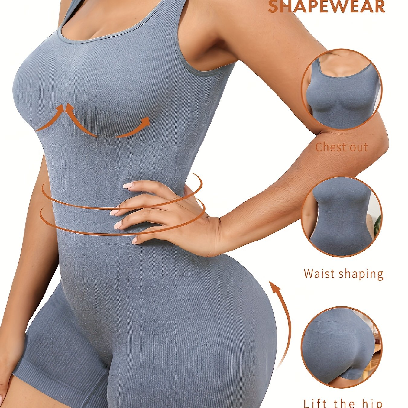 Plus Size Women's Seamless Shapewear Romper High Elasticity Tummy Control Pink