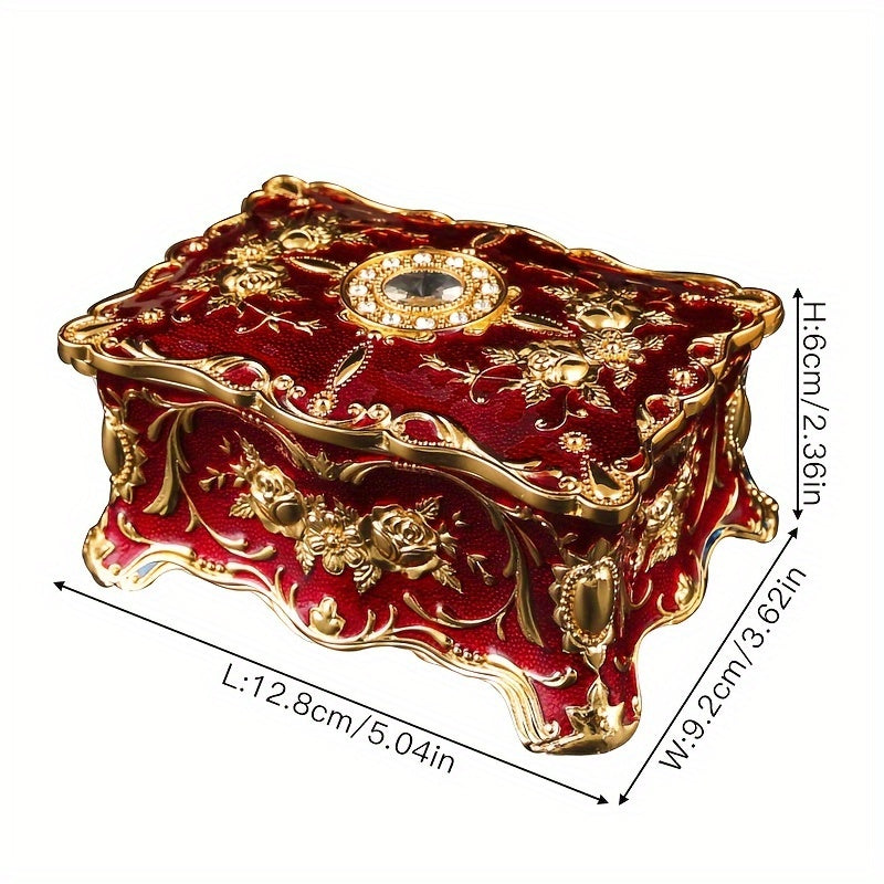 Металлическая шкатулка для хранения украшений с ретро-дизайном для ожерелий, серег, колец