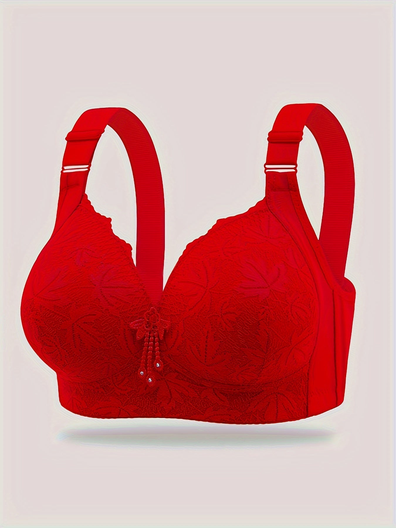 Push-Up Bras Adjustable Floral Lace V-Neck Nylon Elastane Comfortable