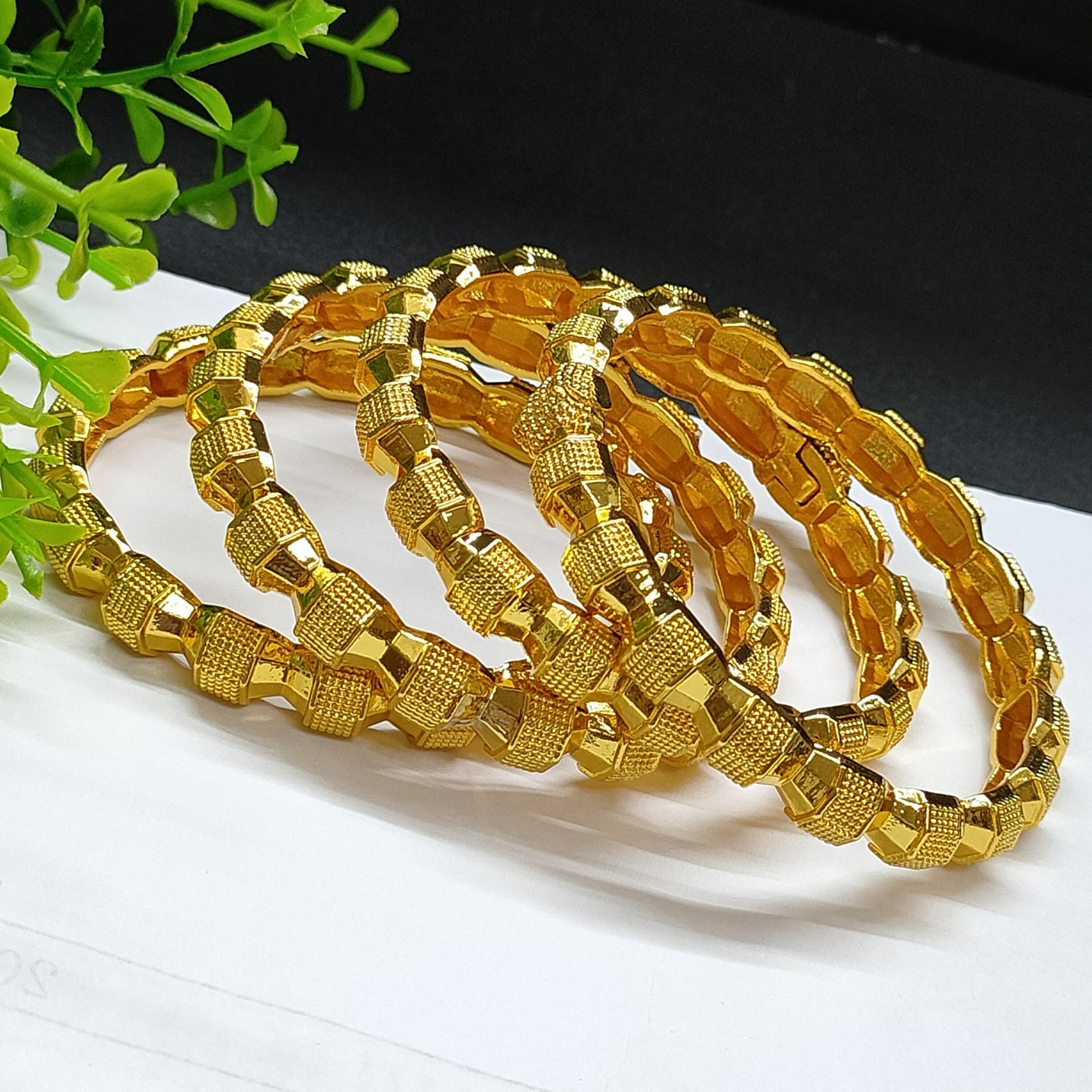 Women's Gold Bangle Bracelets Set for Wedding or Holiday Gift
