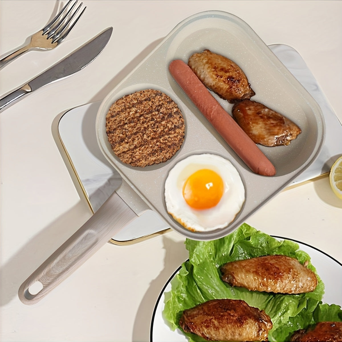 Non-Stick Aluminum Skillet for Breakfast Eggs Burgers and Steak Gas Stove Compatible