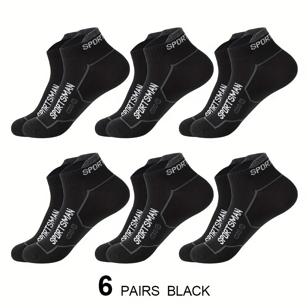 Men's Short Socks 6 Pairs Breathable Sweat-Absorbing All-Season Casual Low-Cut