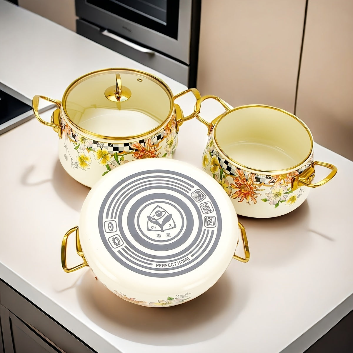 Qoplangan pishirish qozoni, pishirish va bug'lash uchun bardoshli keramik oshxona anjomlari