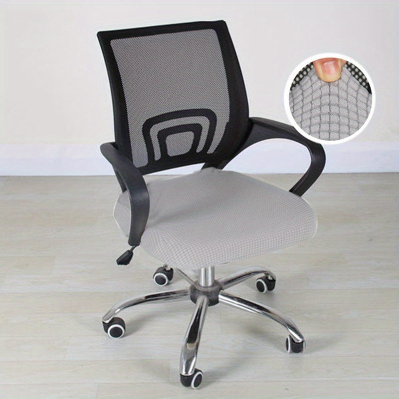 Современный эластичный защитный чехол для офисного кресла, изготовленный из полиэстера и спандекса. Оснащен нескользящим дизайном коробчатой подушки и подходит для стирки в машине.