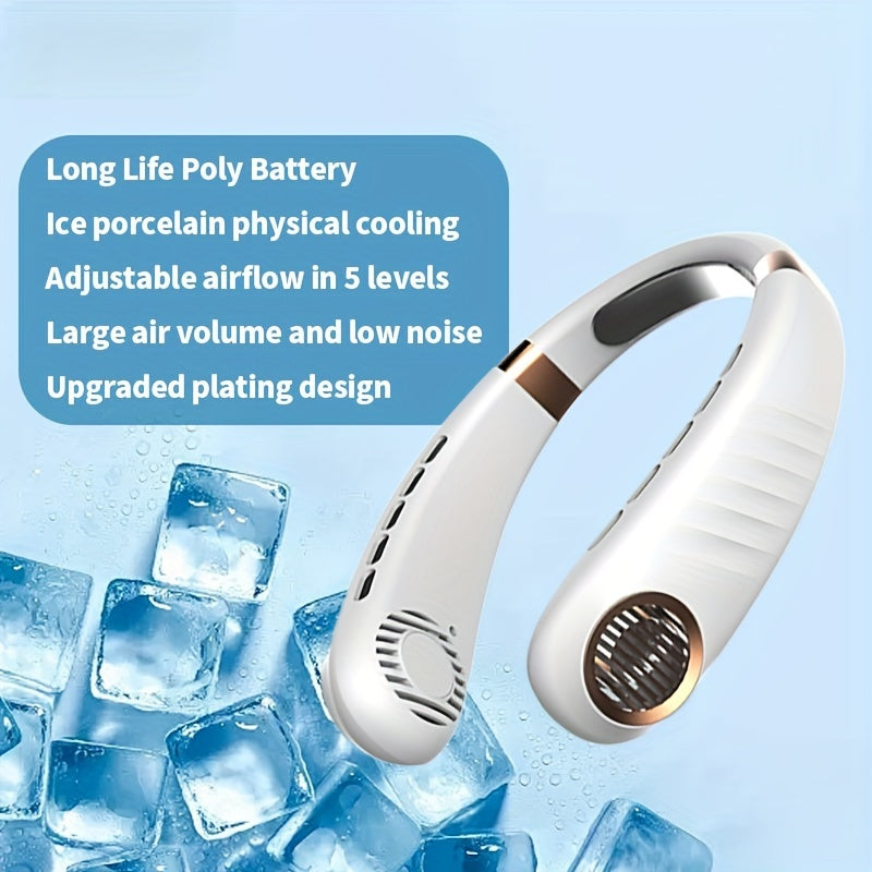 Rechargeable Wearable Neck Fan with 3-Speed Bladeless Personal Cooling Fan