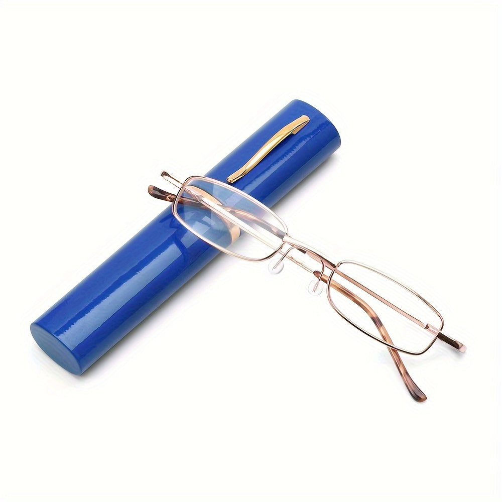 Men's Glasses Case Set with Pen Tube and Metal Spring Hinge Gift Idea