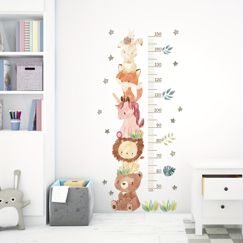 Cartoon Animal Height Measurement Wall Decals for Kids Room Decor