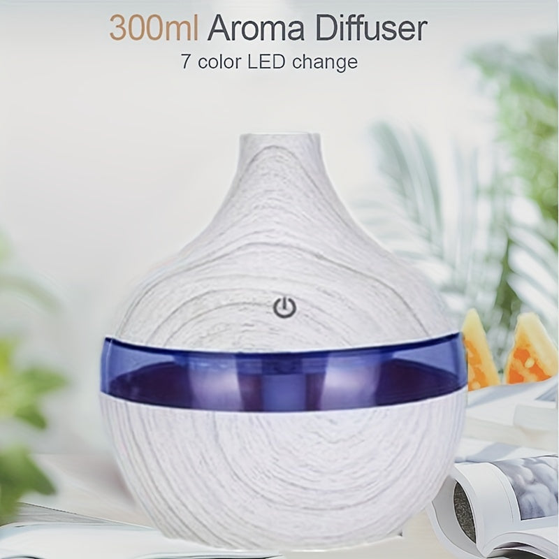 White Wood Grain Humidifier for Home or Office Aromatherapy