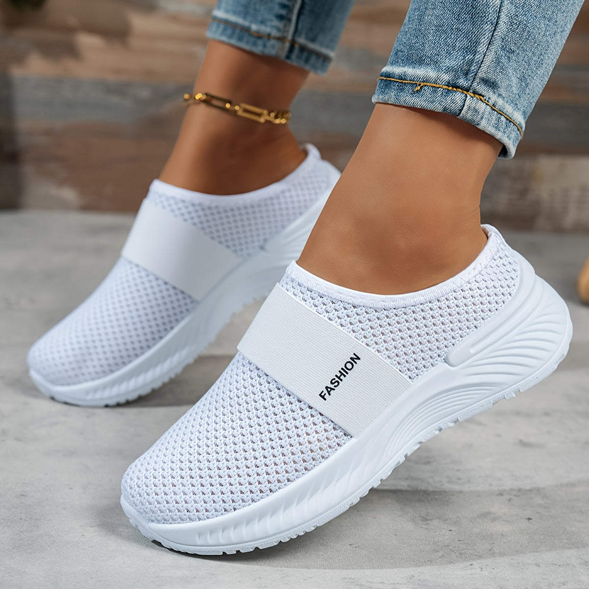 Women's Summer Slip-On Sneakers Breathable Mesh Low-Top Casual Shoes