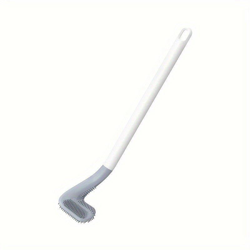 Rotating Silicone Toilet Brush with Long Handle Wall Mount Medium Firmness